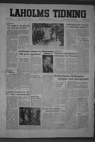 Förstasidan, Lördag 14 februari 1953