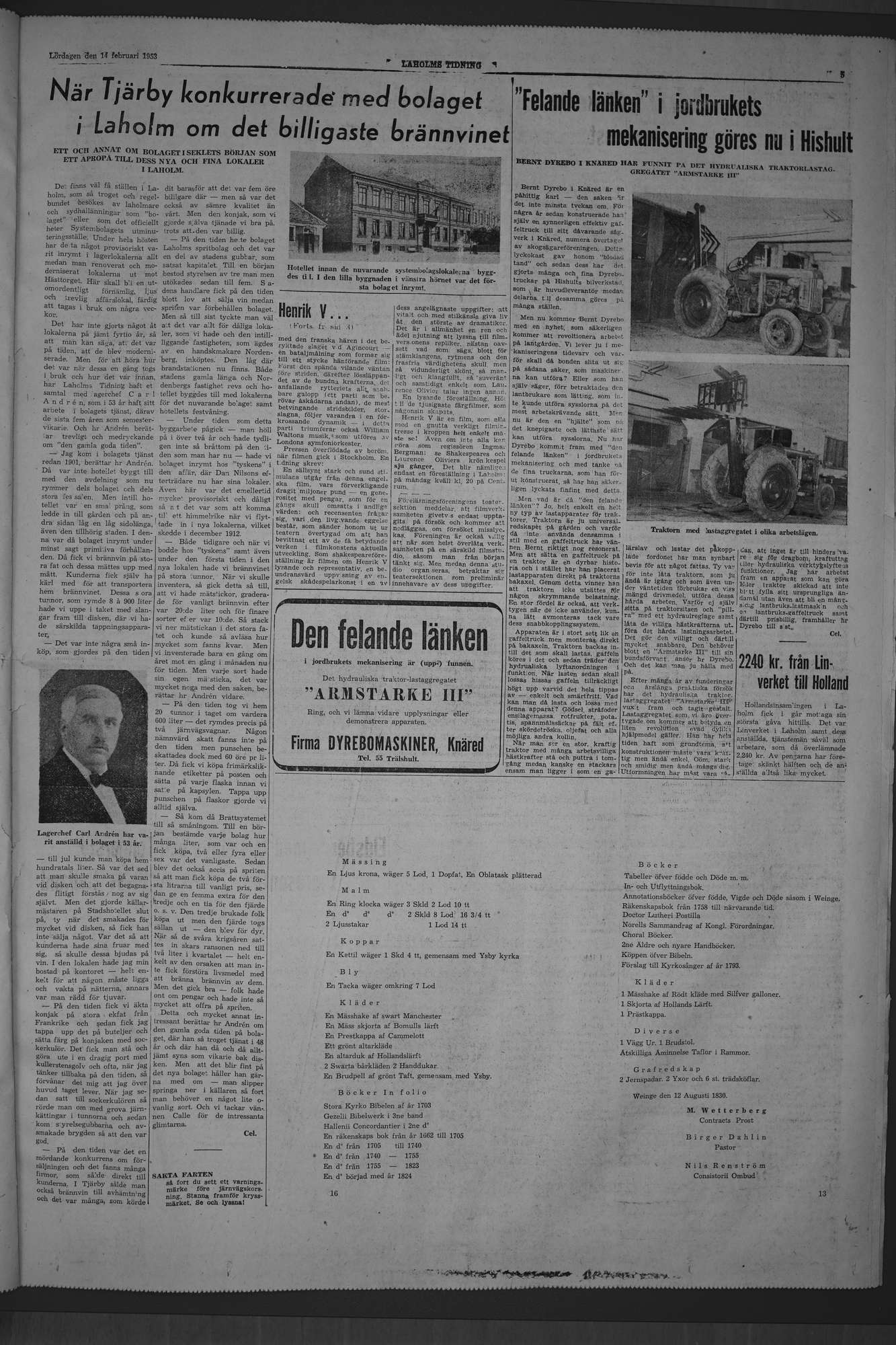 Laholms Tidning Lördag 14 februari 1953, sida 5
