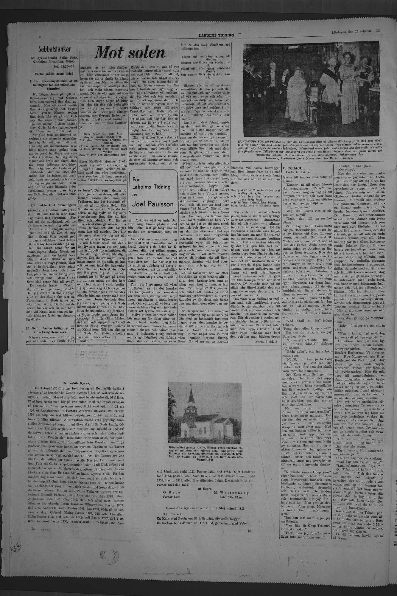 Laholms Tidning Lördag 14 februari 1953, sida 6