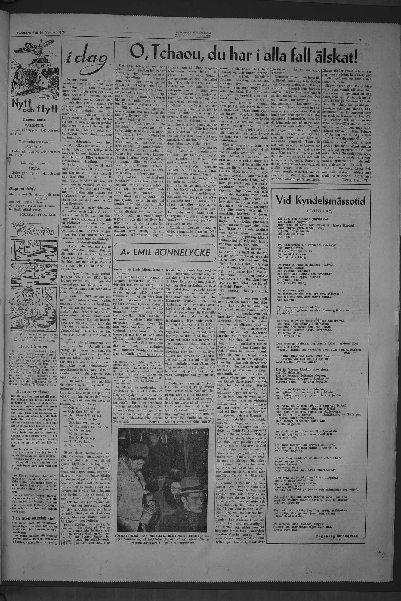 Laholms Tidning Lördag 14 februari 1953, sida 7