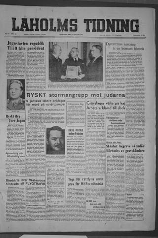 Förstasidan, Onsdag 14 januari 1953