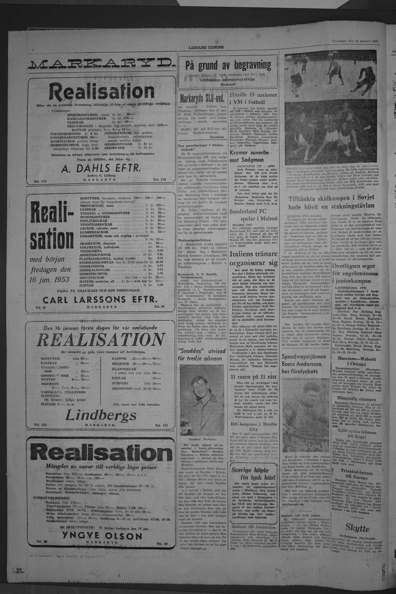 Laholms Tidning Onsdag 14 januari 1953, sida 4