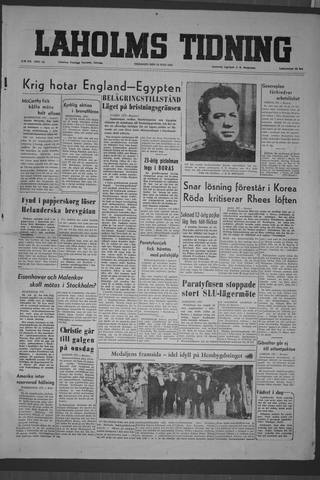 Förstasidan, Tisdag 14 juli 1953