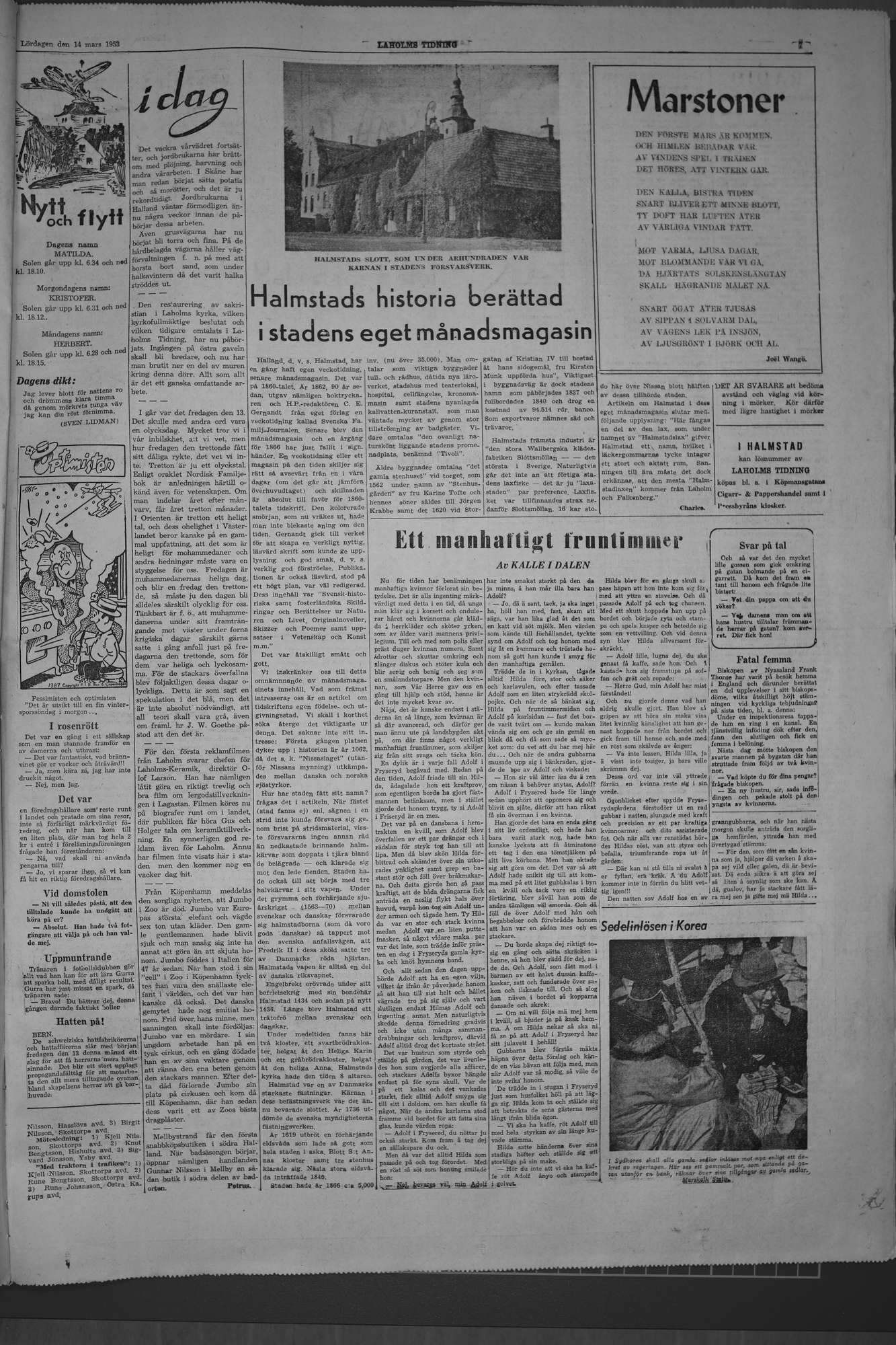 Laholms Tidning Lördag 14 mars 1953, sida 7