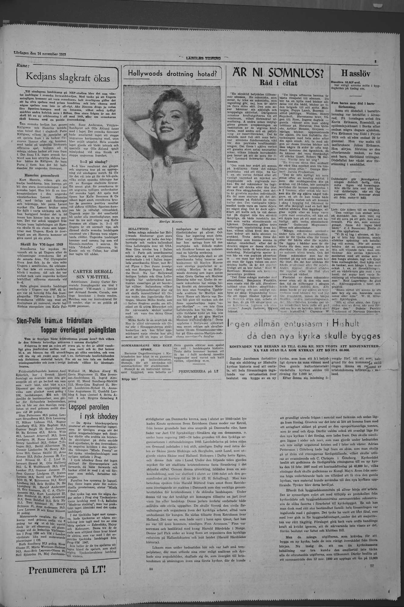 Laholms Tidning Lördag 14 november 1953, sida 5