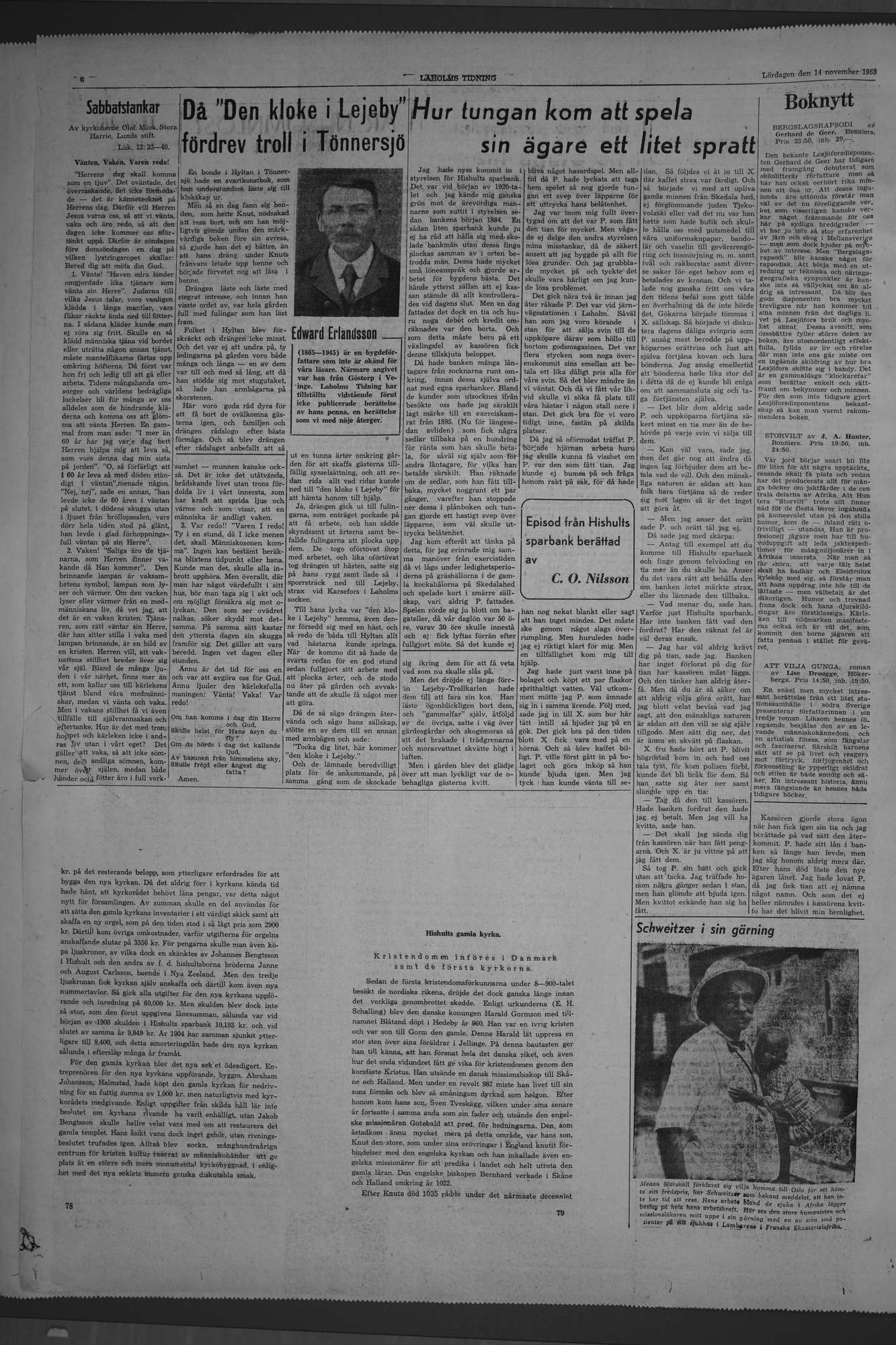 Laholms Tidning Lördag 14 november 1953, sida 6