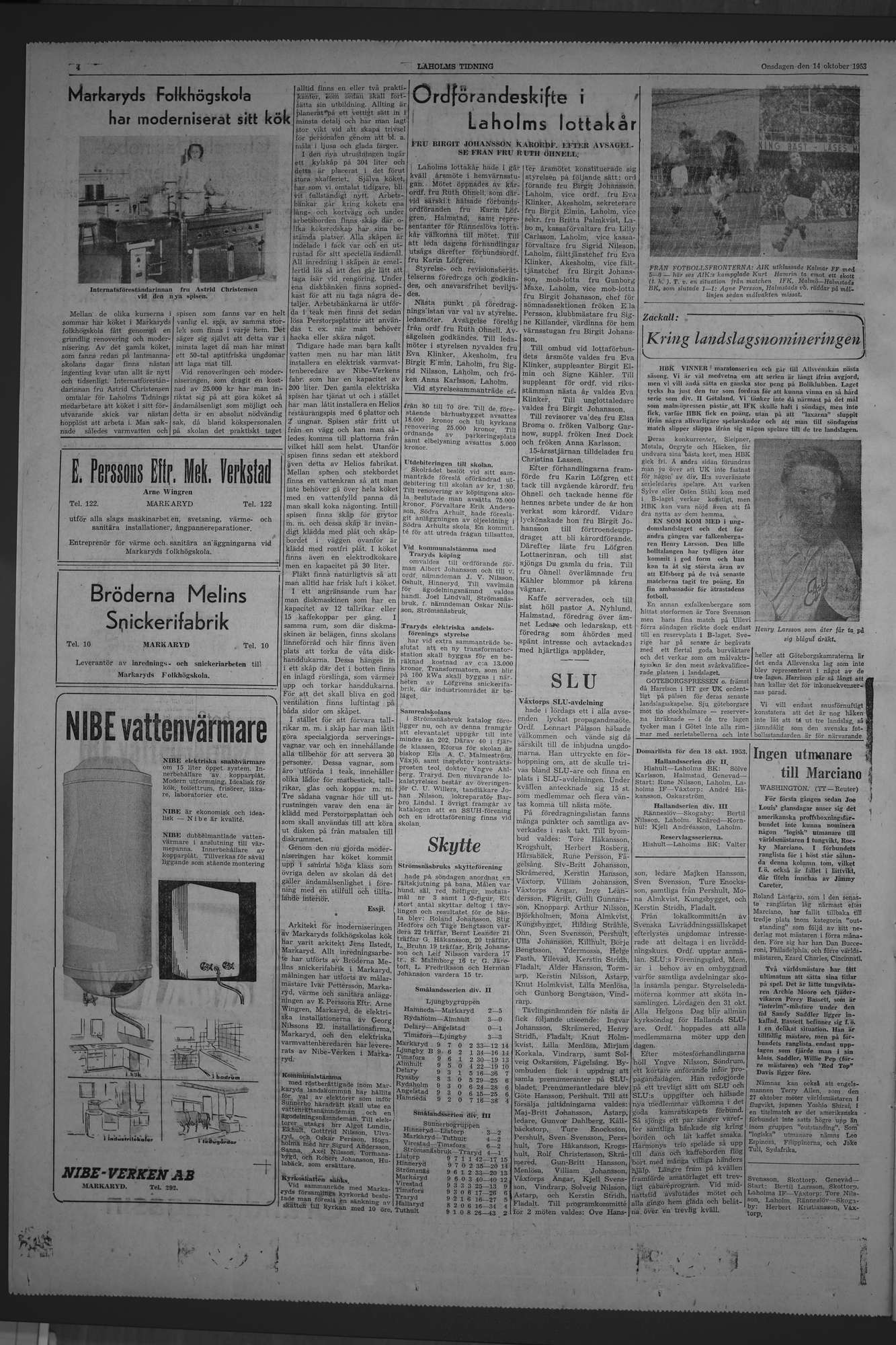 Laholms Tidning Onsdag 14 oktober 1953, sida 4