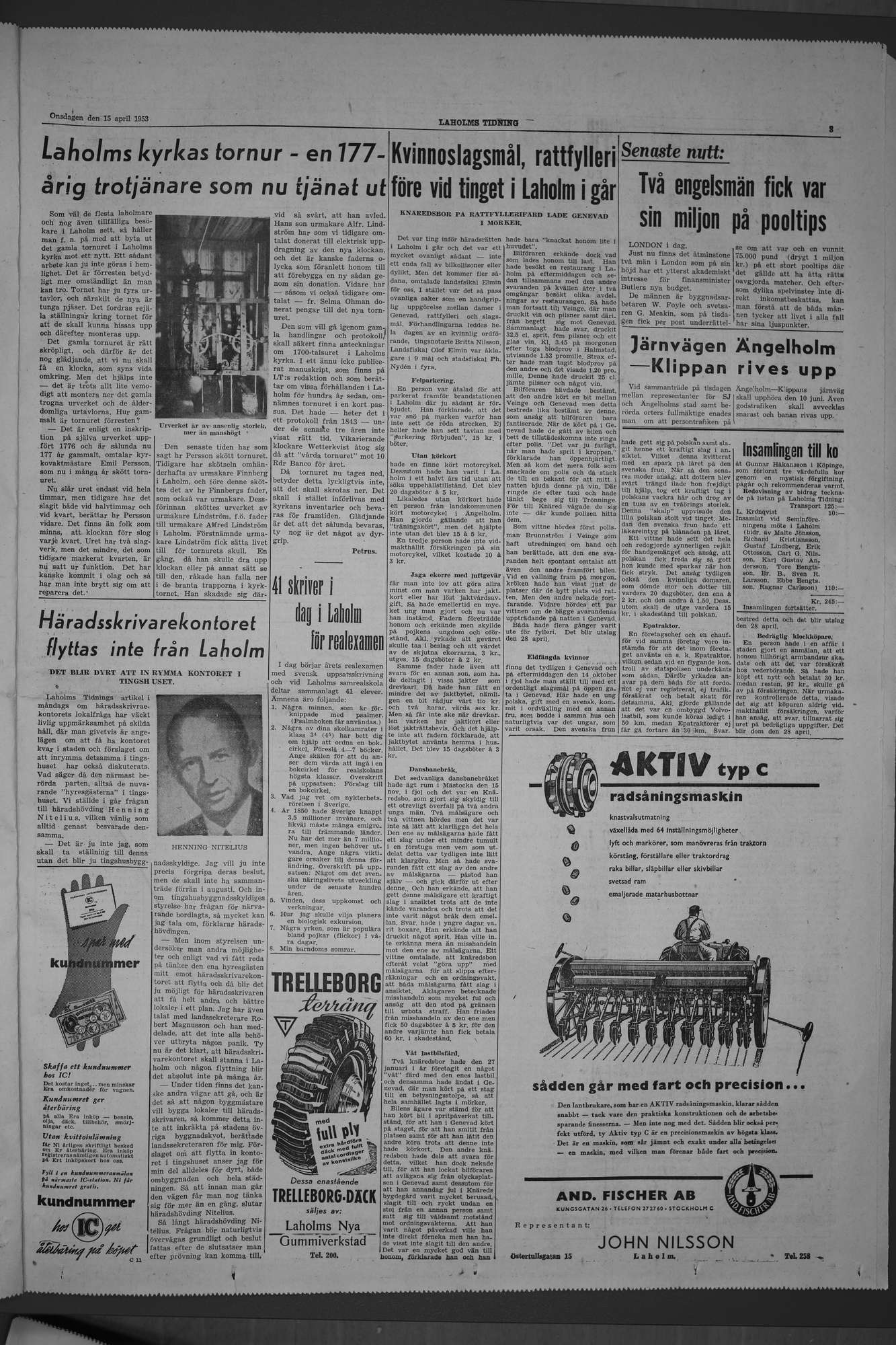 Laholms Tidning Onsdag 15 april 1953, sida 3