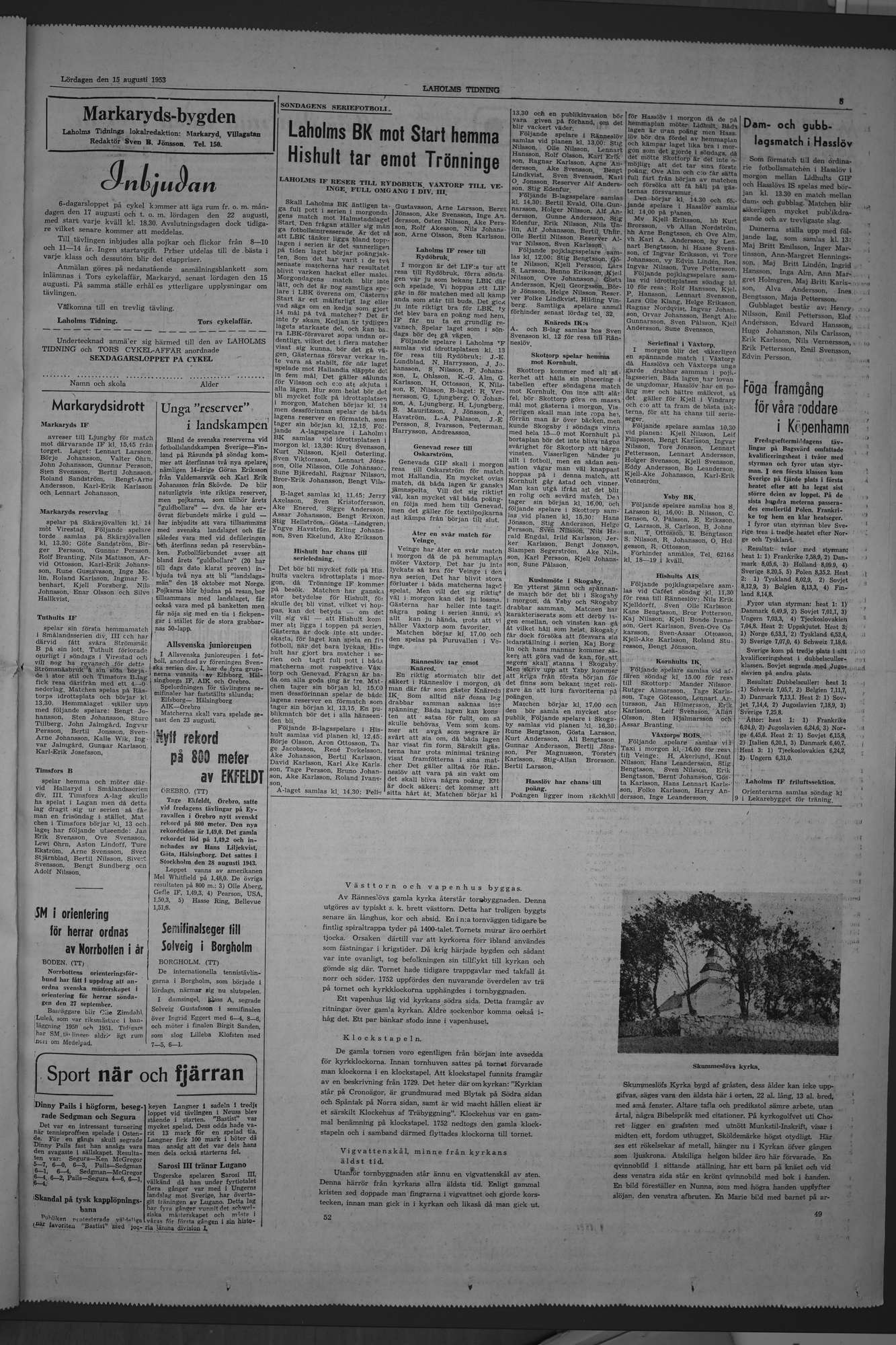 Laholms Tidning Lördag 15 augusti 1953, sida 5