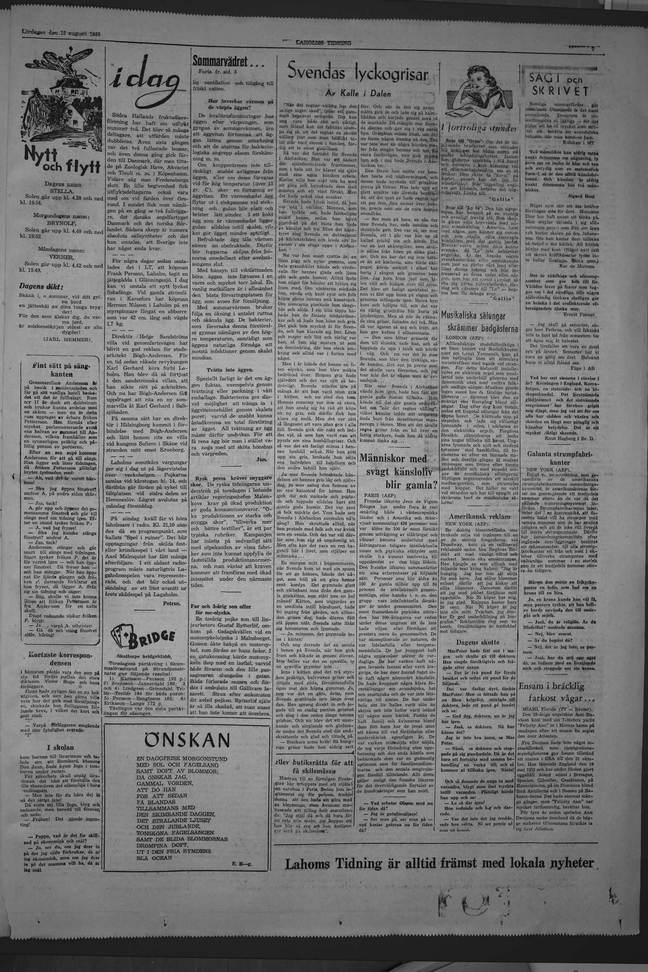 Laholms Tidning Lördag 15 augusti 1953, sida 7