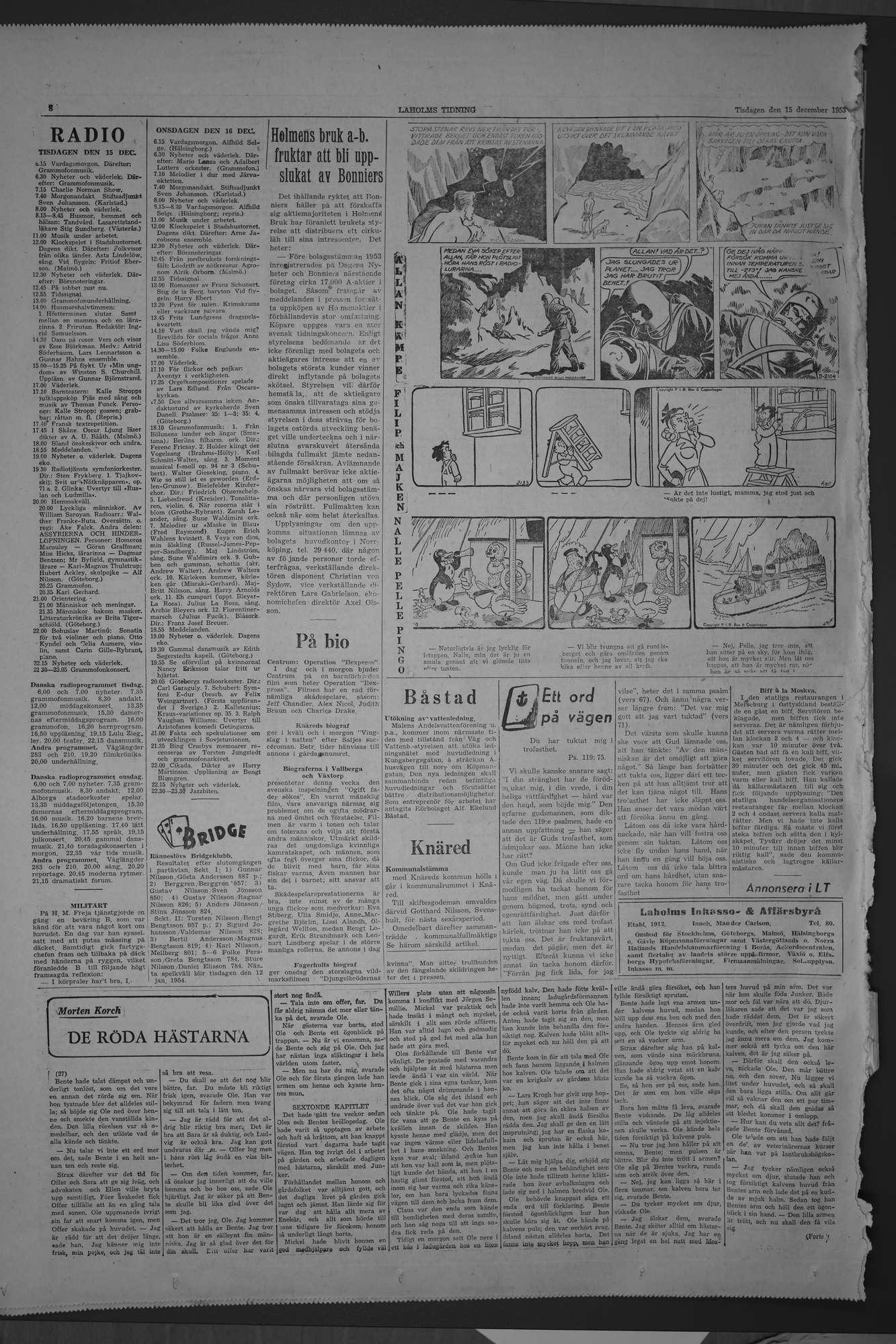 Laholms Tidning Tisdag 15 december 1953, sida 8