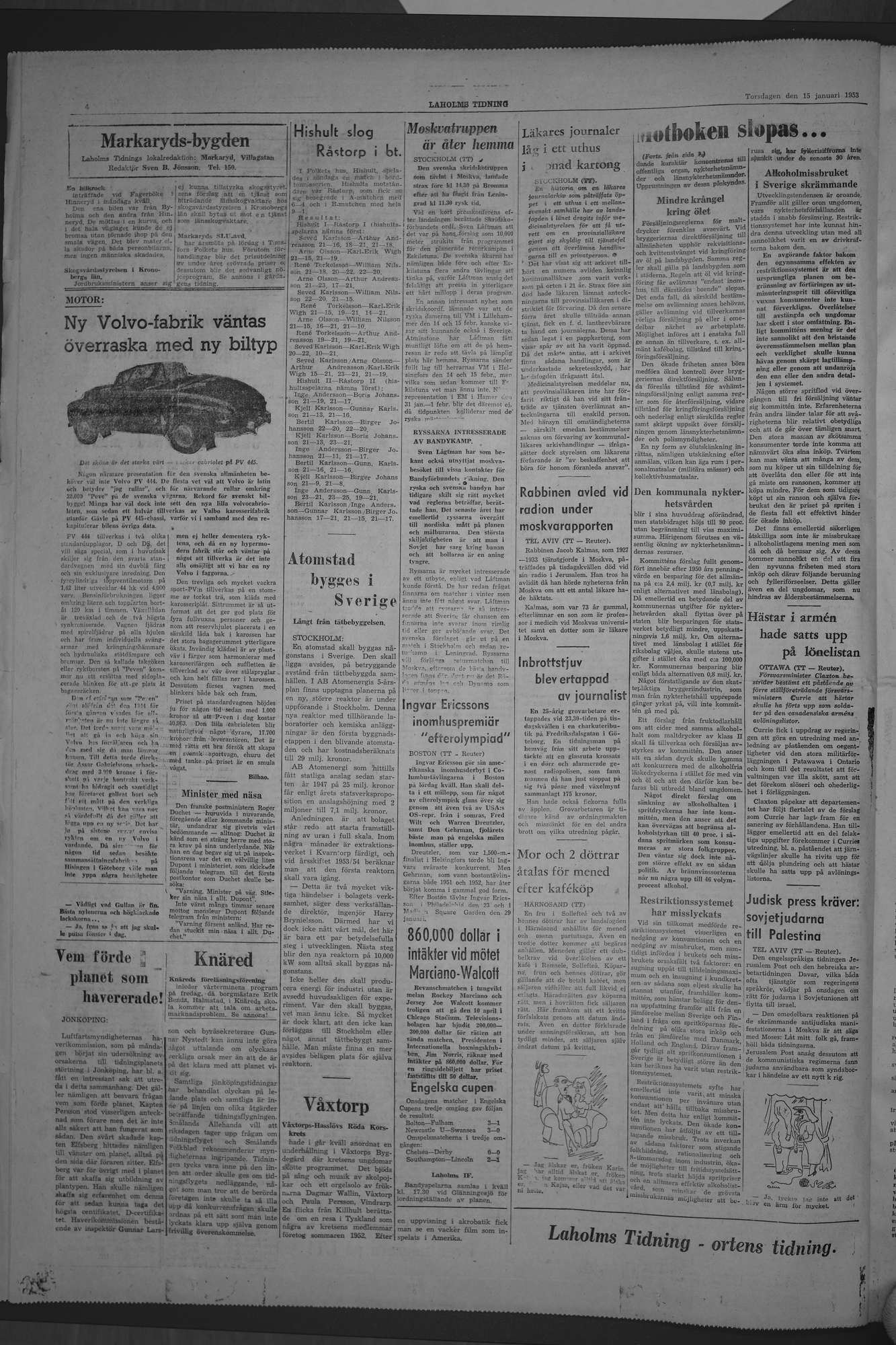 Laholms Tidning Torsdag 15 januari 1953, sida 4