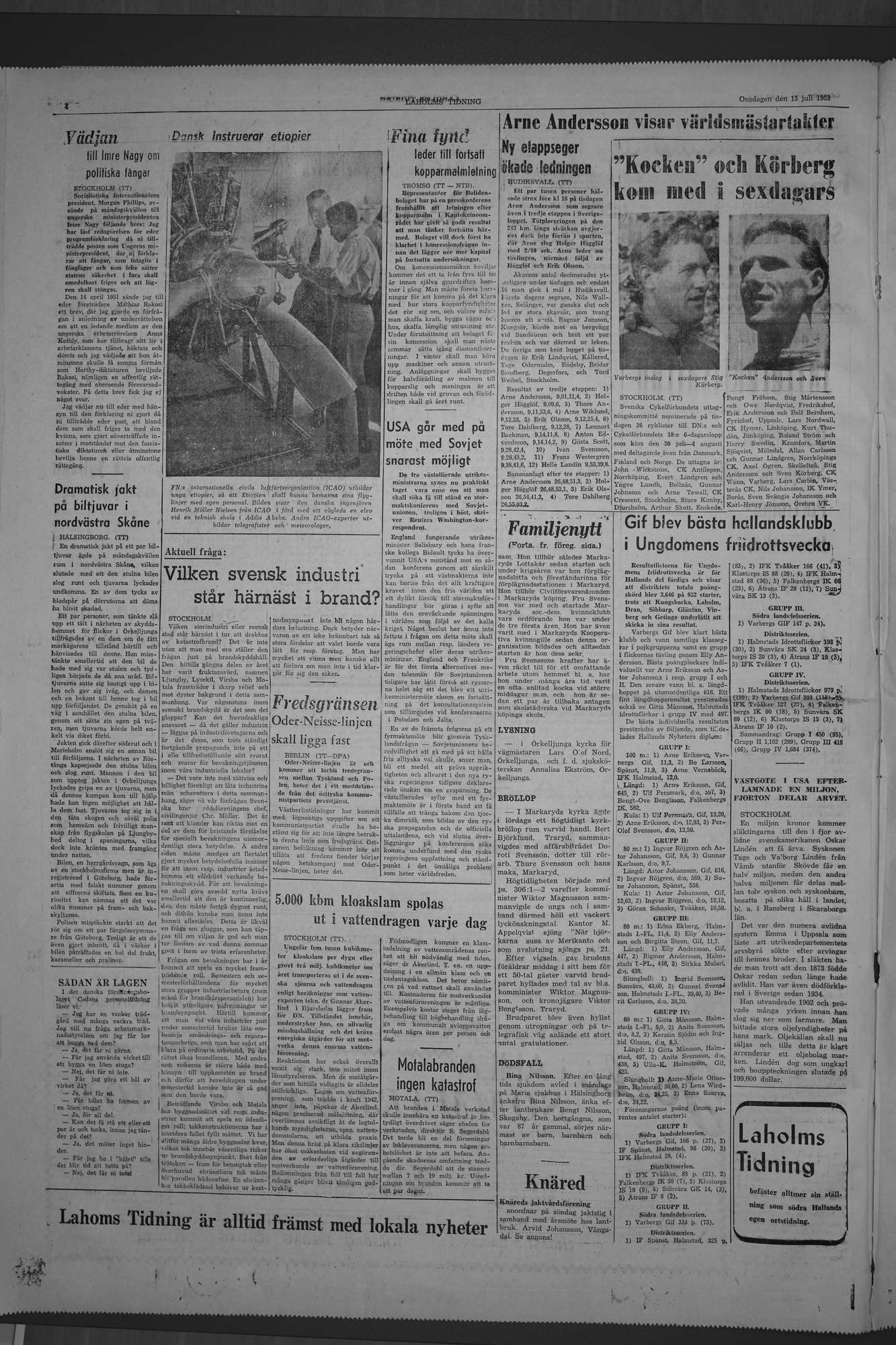 Laholms Tidning Onsdag 15 juli 1953, sida 4
