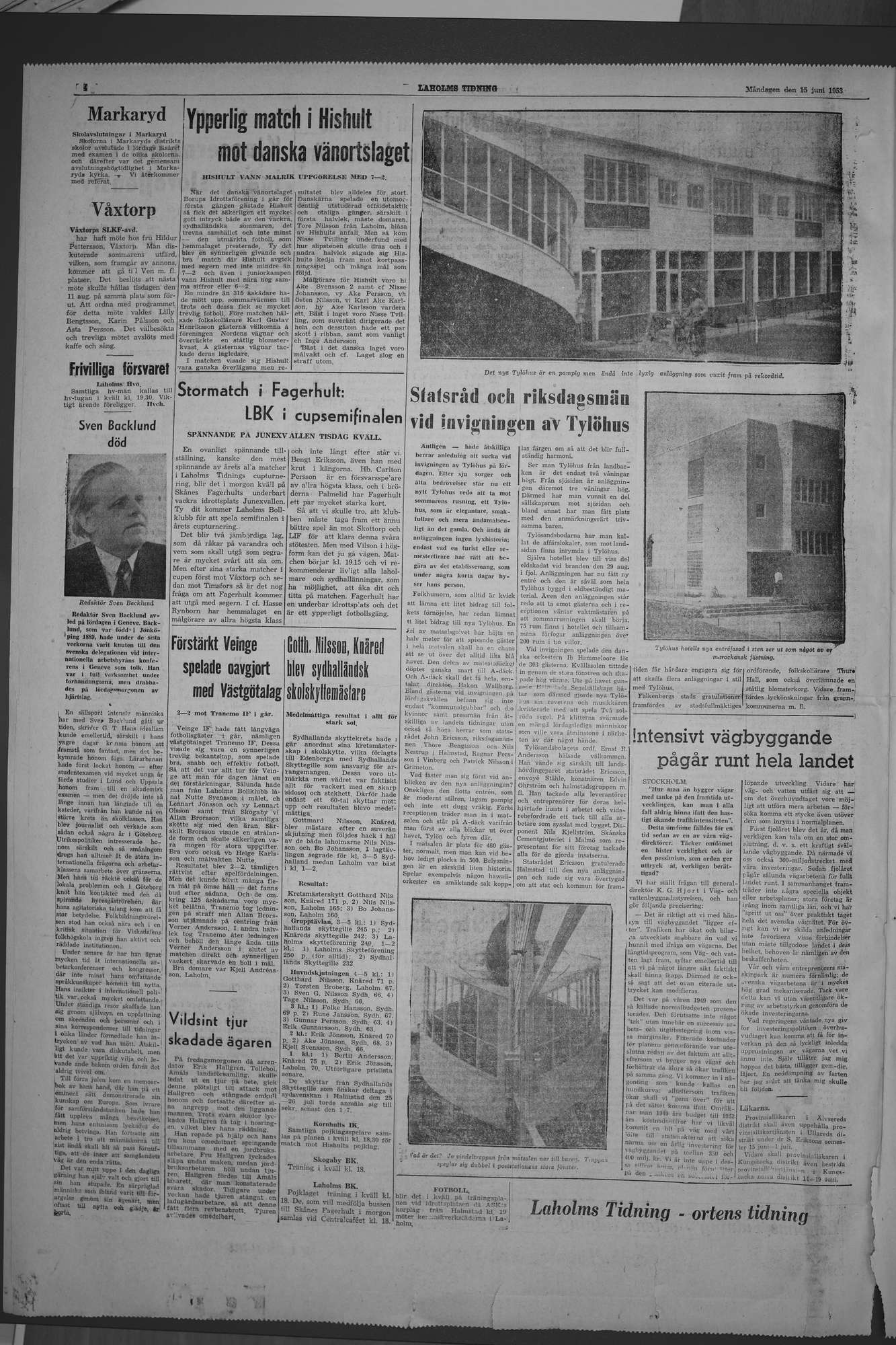 Laholms Tidning Måndag 15 juni 1953, sida 4