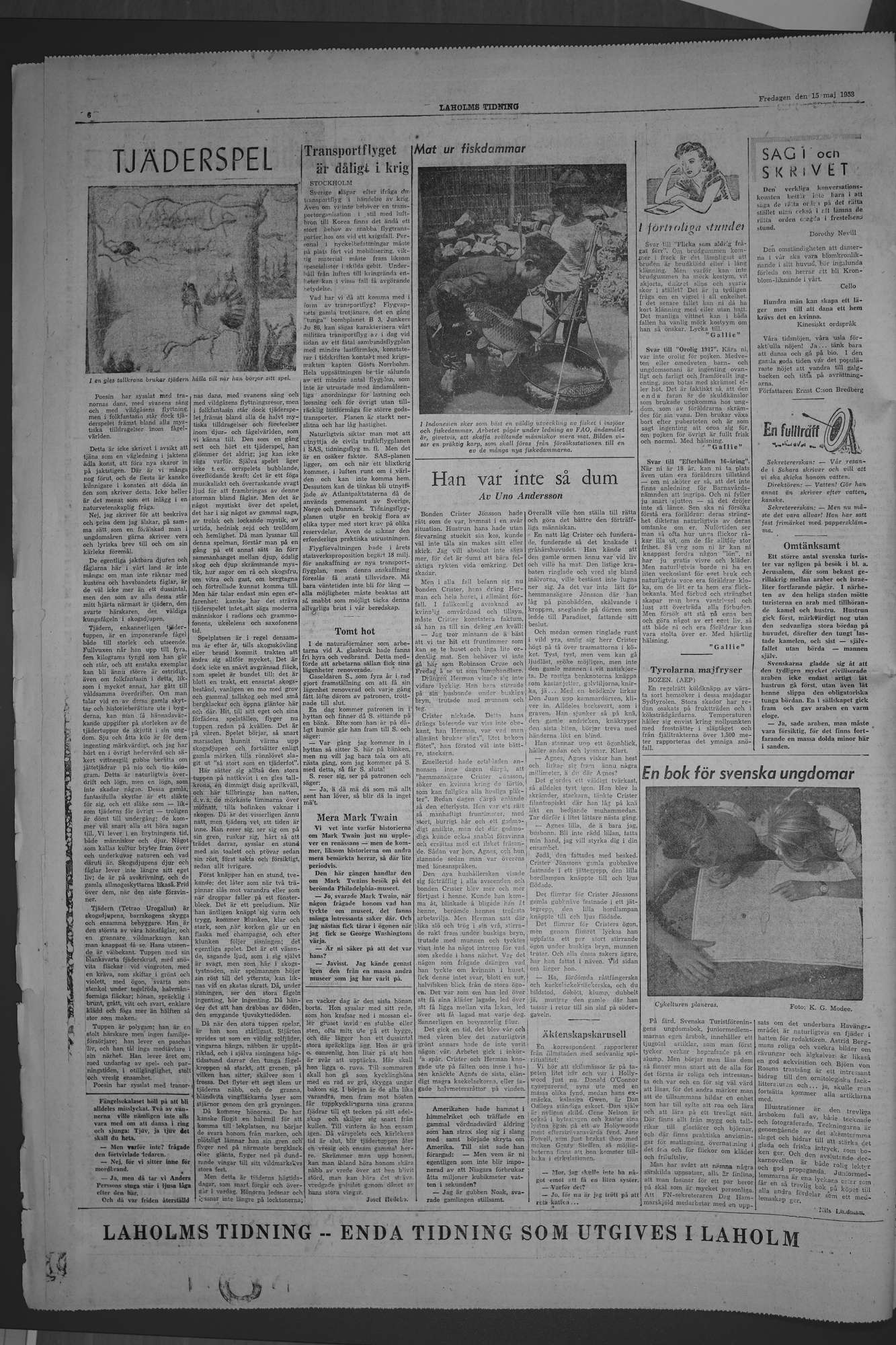 Laholms Tidning Fredag 15 maj 1953, sida 6