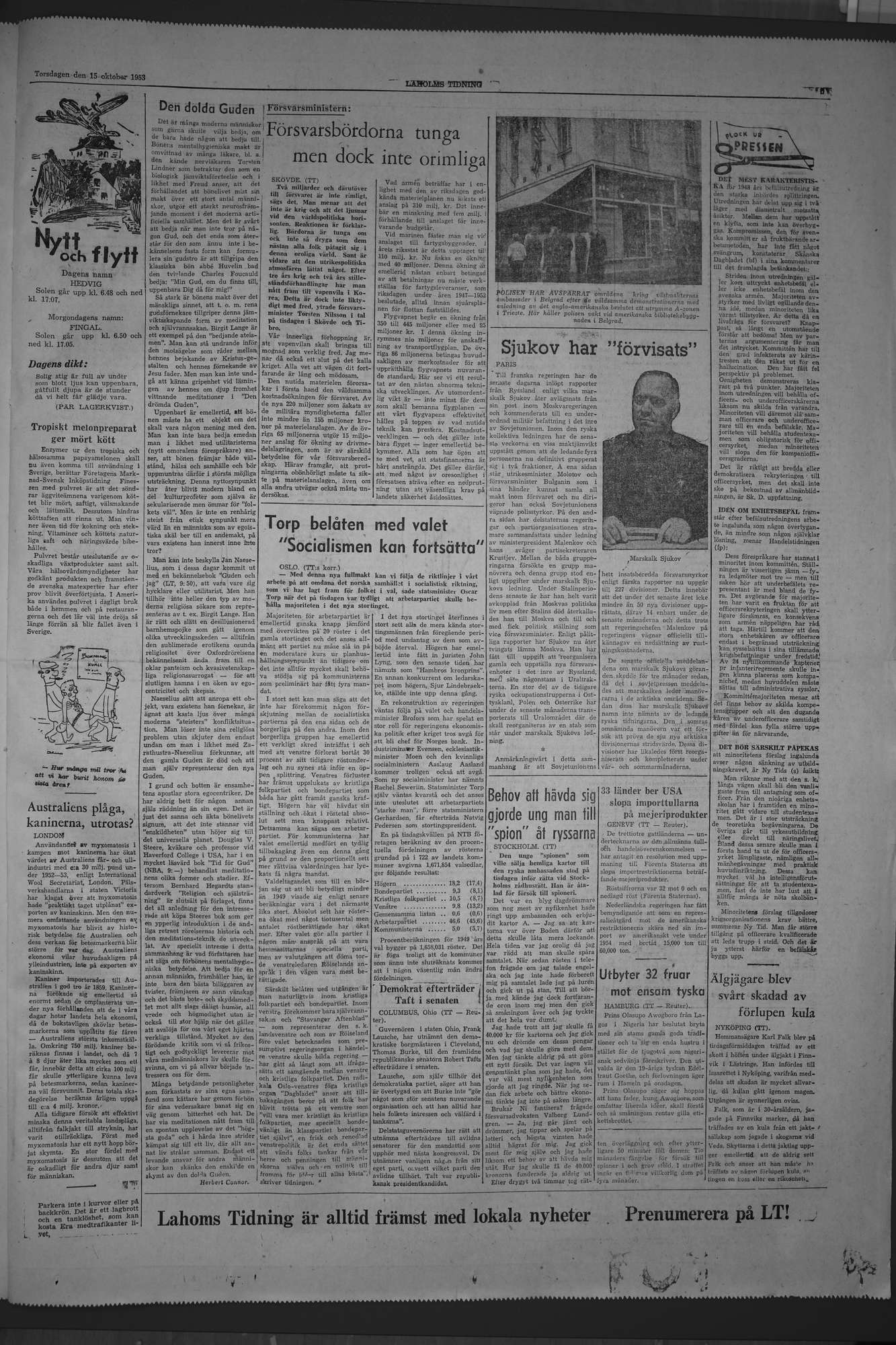 Laholms Tidning Torsdag 15 oktober 1953, sida 5
