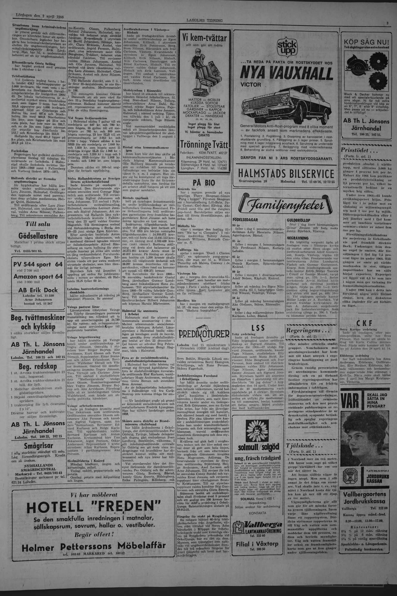 Laholms Tidning Lördag 2 april 1966, sida 3