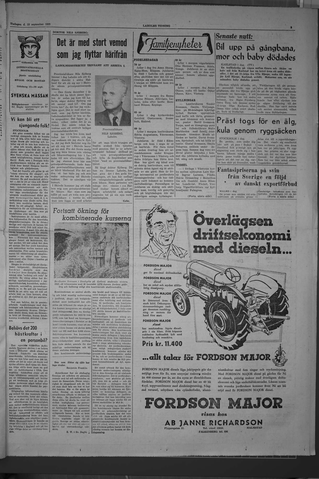 Laholms Tidning Tisdag 15 september 1953, sida 3