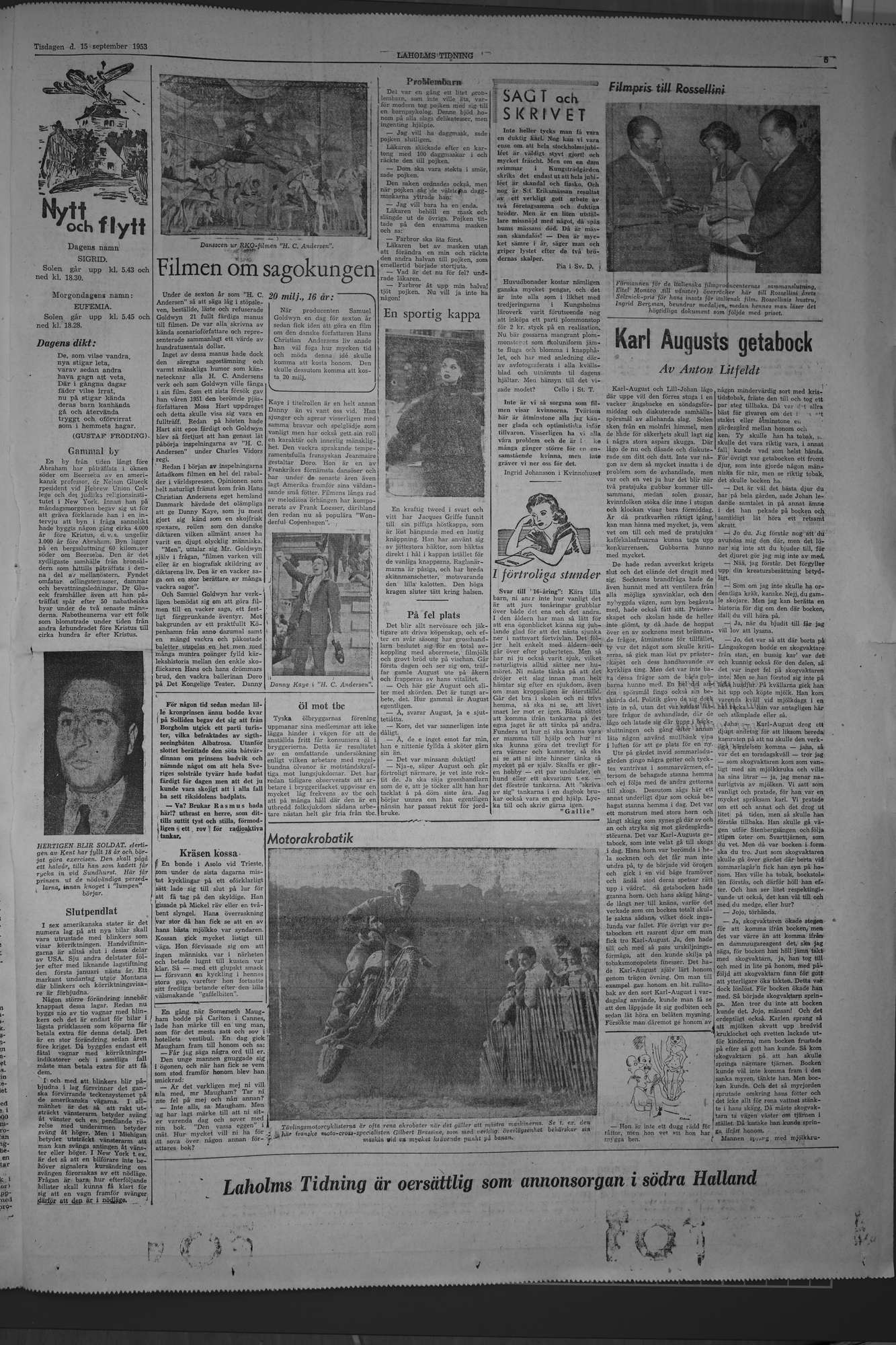Laholms Tidning Tisdag 15 september 1953, sida 5