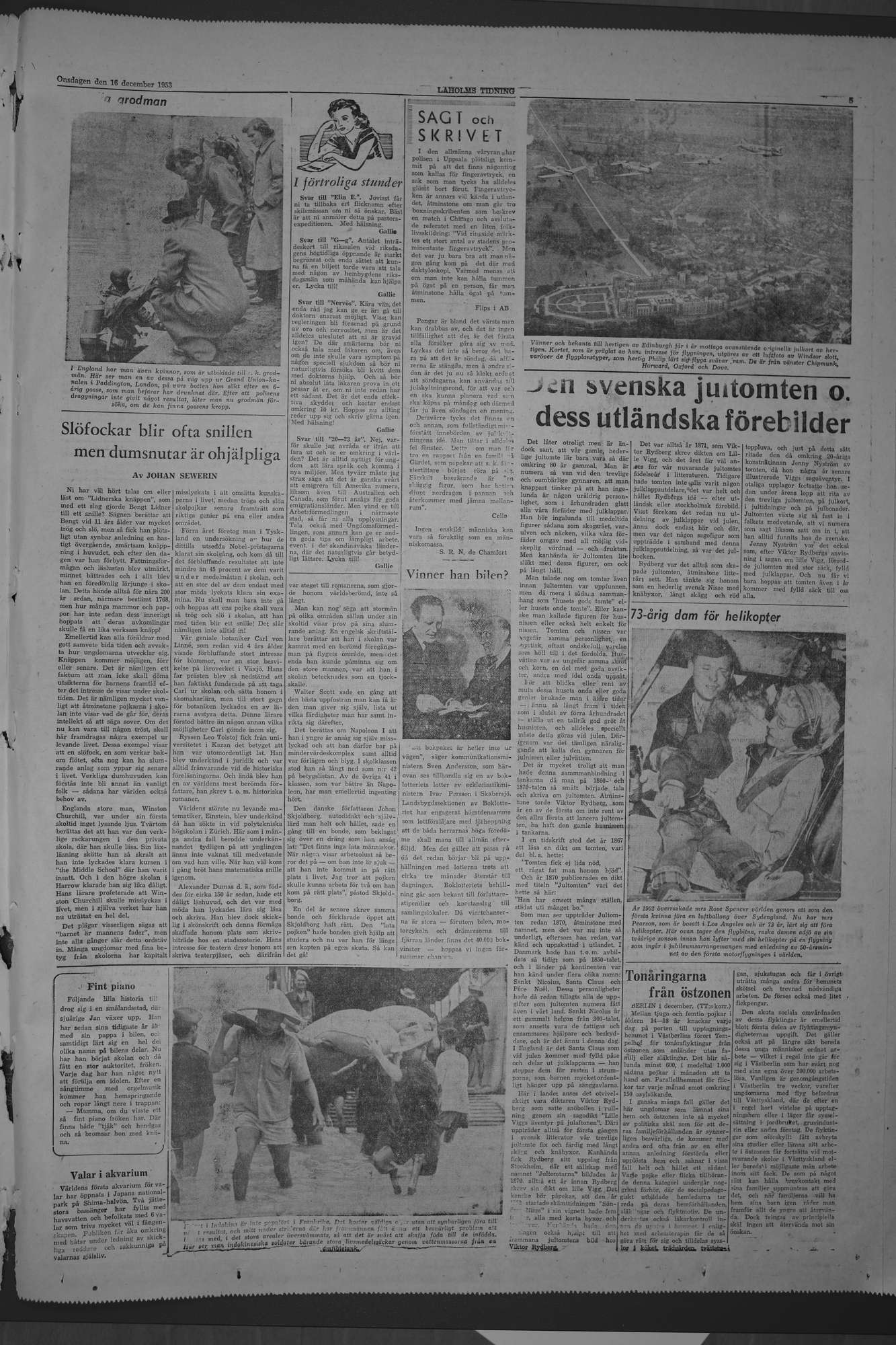 Laholms Tidning Onsdag 16 december 1953, sida 5