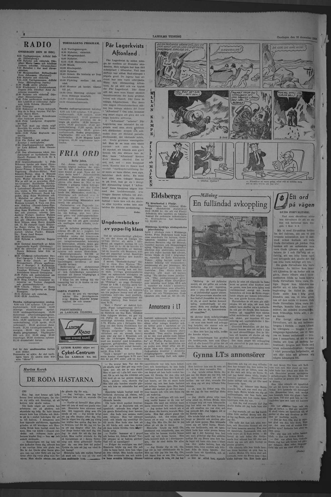 Laholms Tidning Onsdag 16 december 1953, sida 8