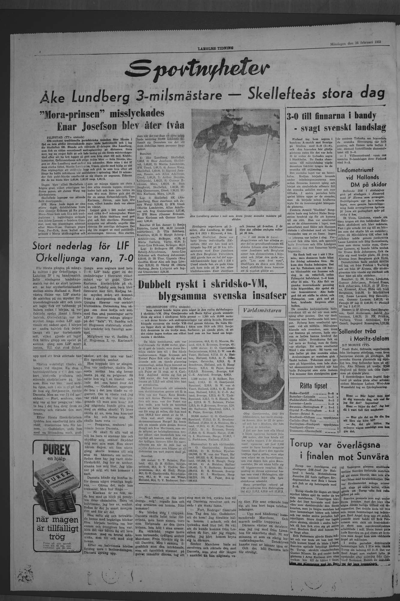 Laholms Tidning Måndag 16 februari 1953, sida 4