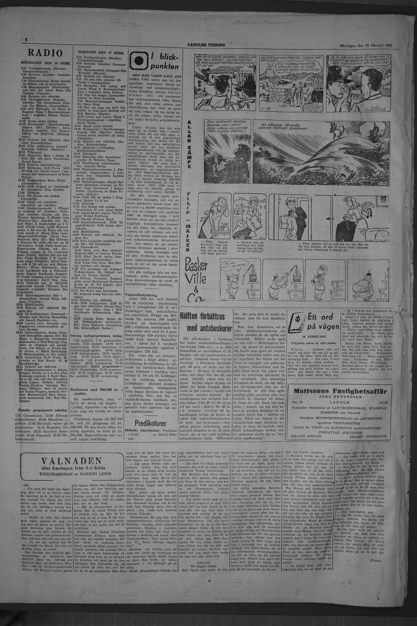 Laholms Tidning Måndag 16 februari 1953, sida 6