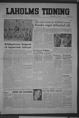 Förstasidan, Tisdag 16 juni 1953