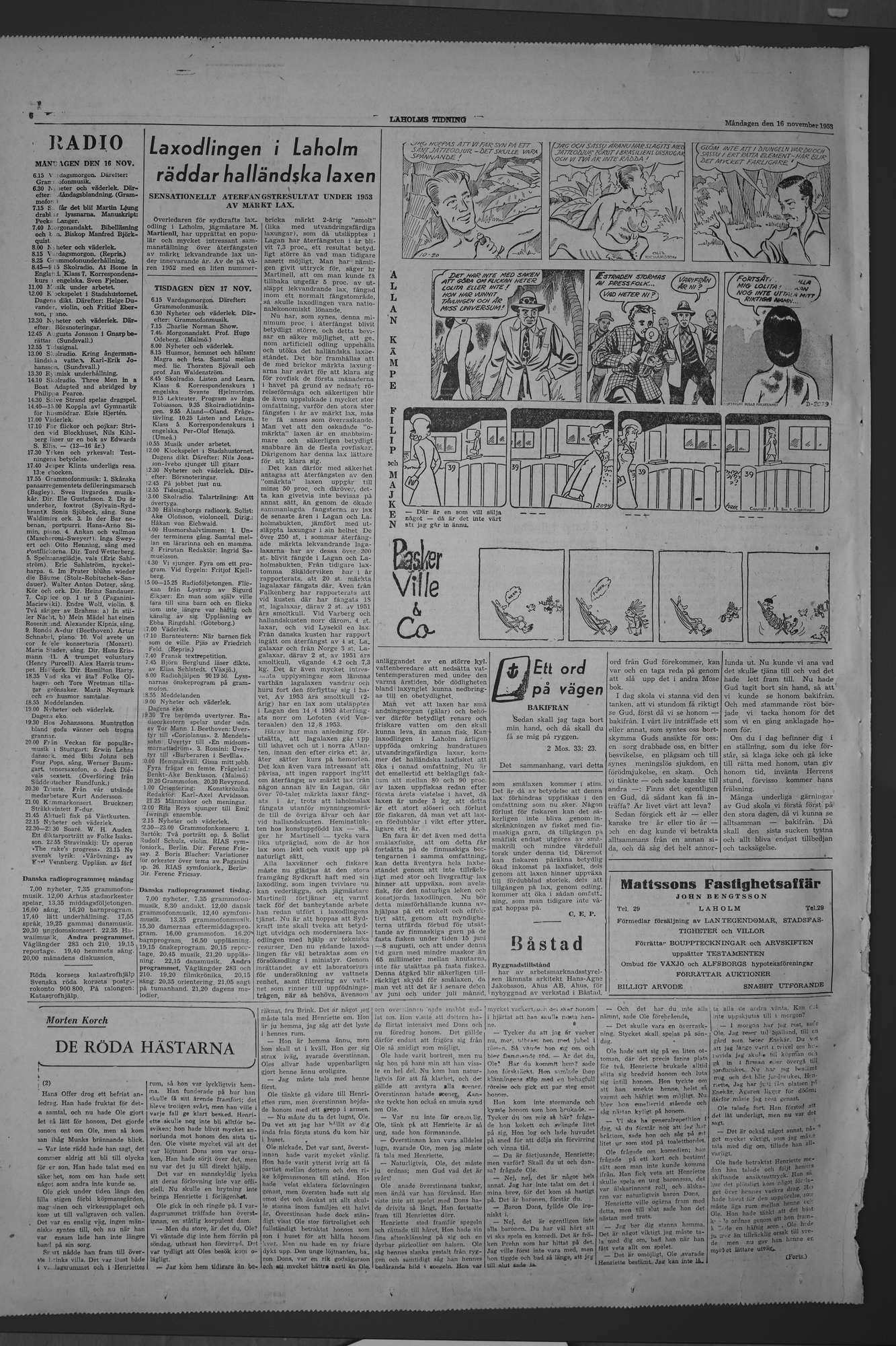 Laholms Tidning Måndag 16 november 1953, sida 6