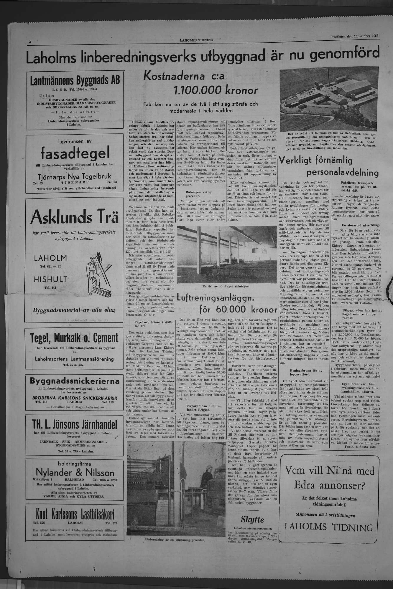 Laholms Tidning Fredag 16 oktober 1953, sida 4