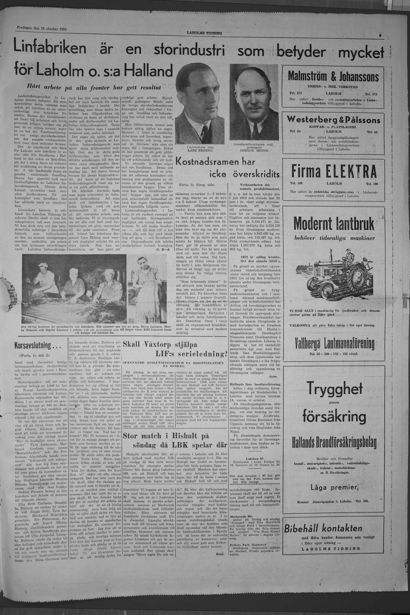 Laholms Tidning Fredag 16 oktober 1953, sida 5