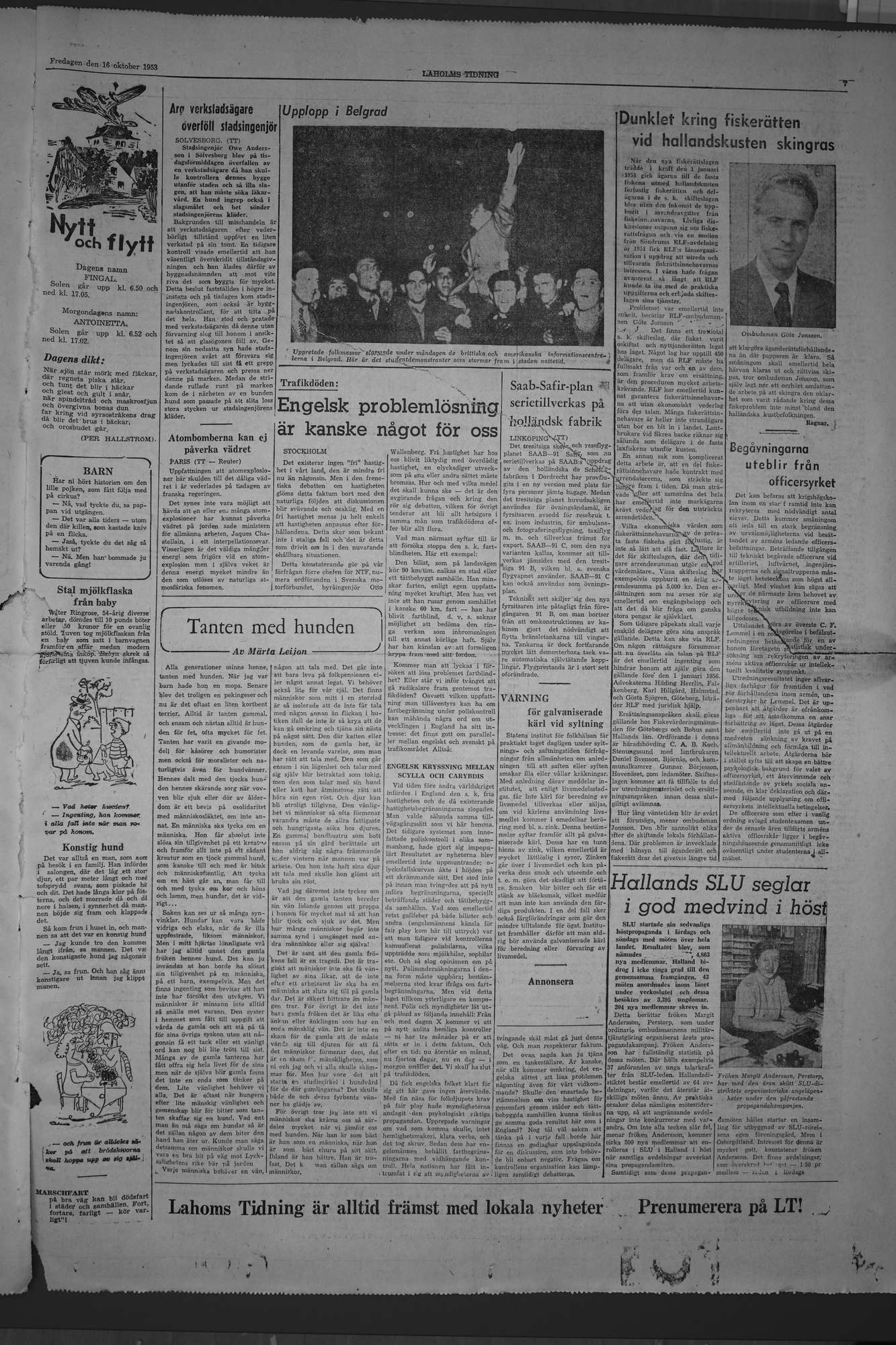 Laholms Tidning Fredag 16 oktober 1953, sida 7