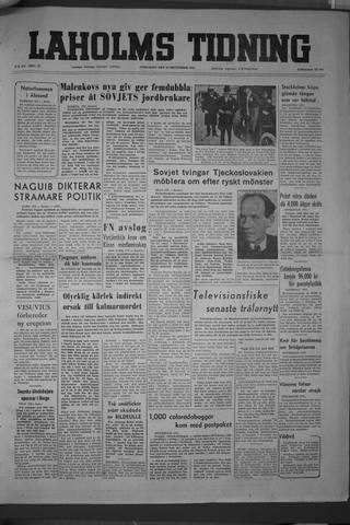 Förstasidan, Onsdag 16 september 1953