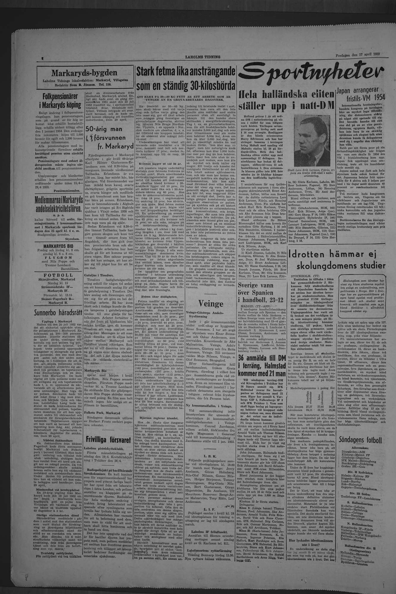 Laholms Tidning Fredag 17 april 1953, sida 4
