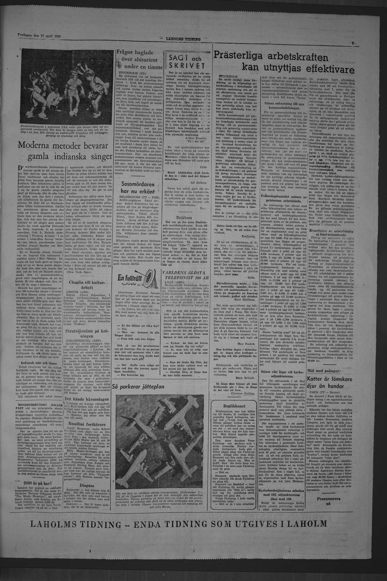 Laholms Tidning Fredag 17 april 1953, sida 5