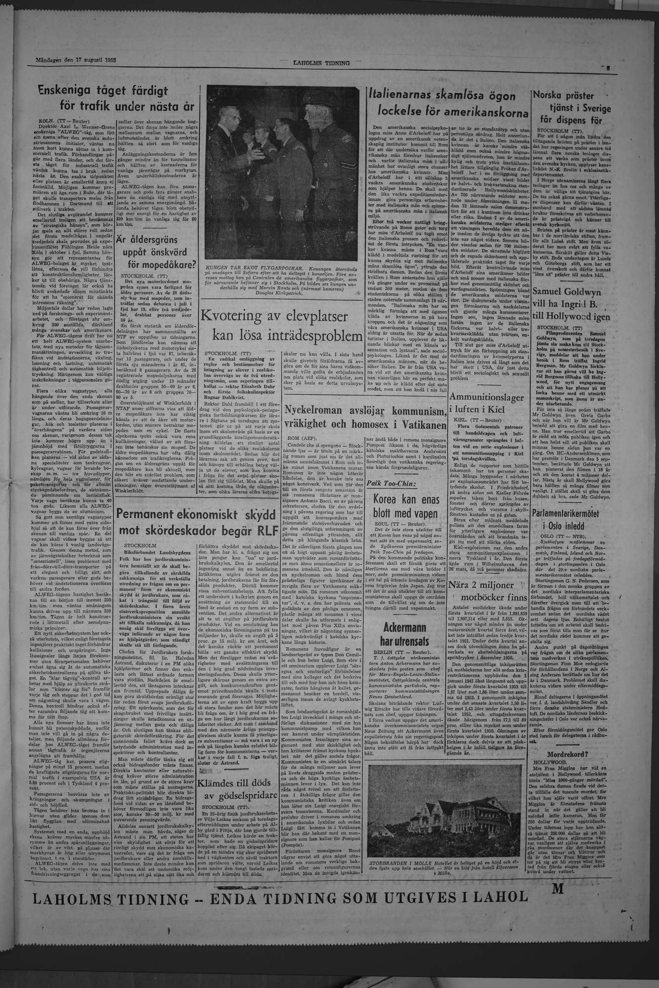 Laholms Tidning Måndag 17 augusti 1953, sida 5