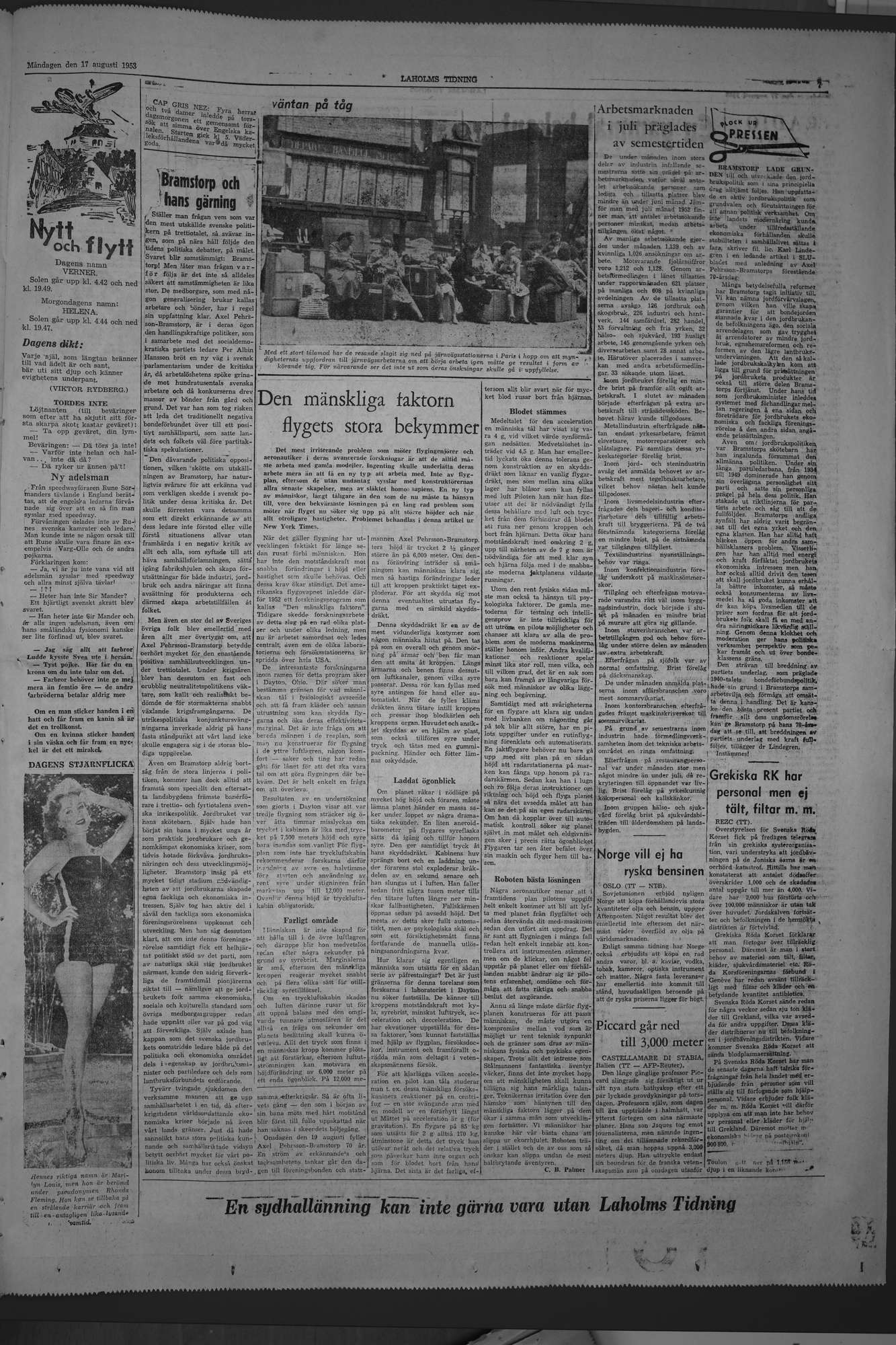 Laholms Tidning Måndag 17 augusti 1953, sida 7