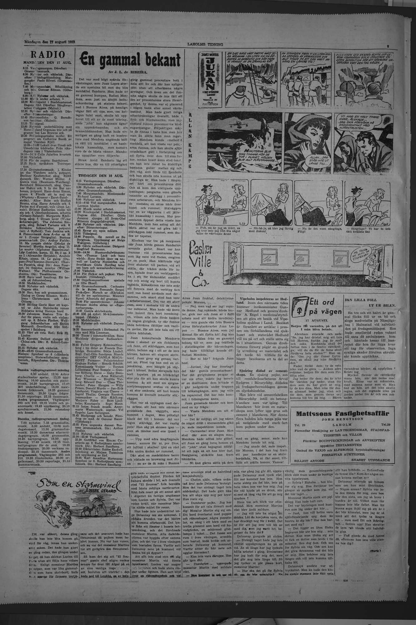 Laholms Tidning Måndag 17 augusti 1953, sida 8