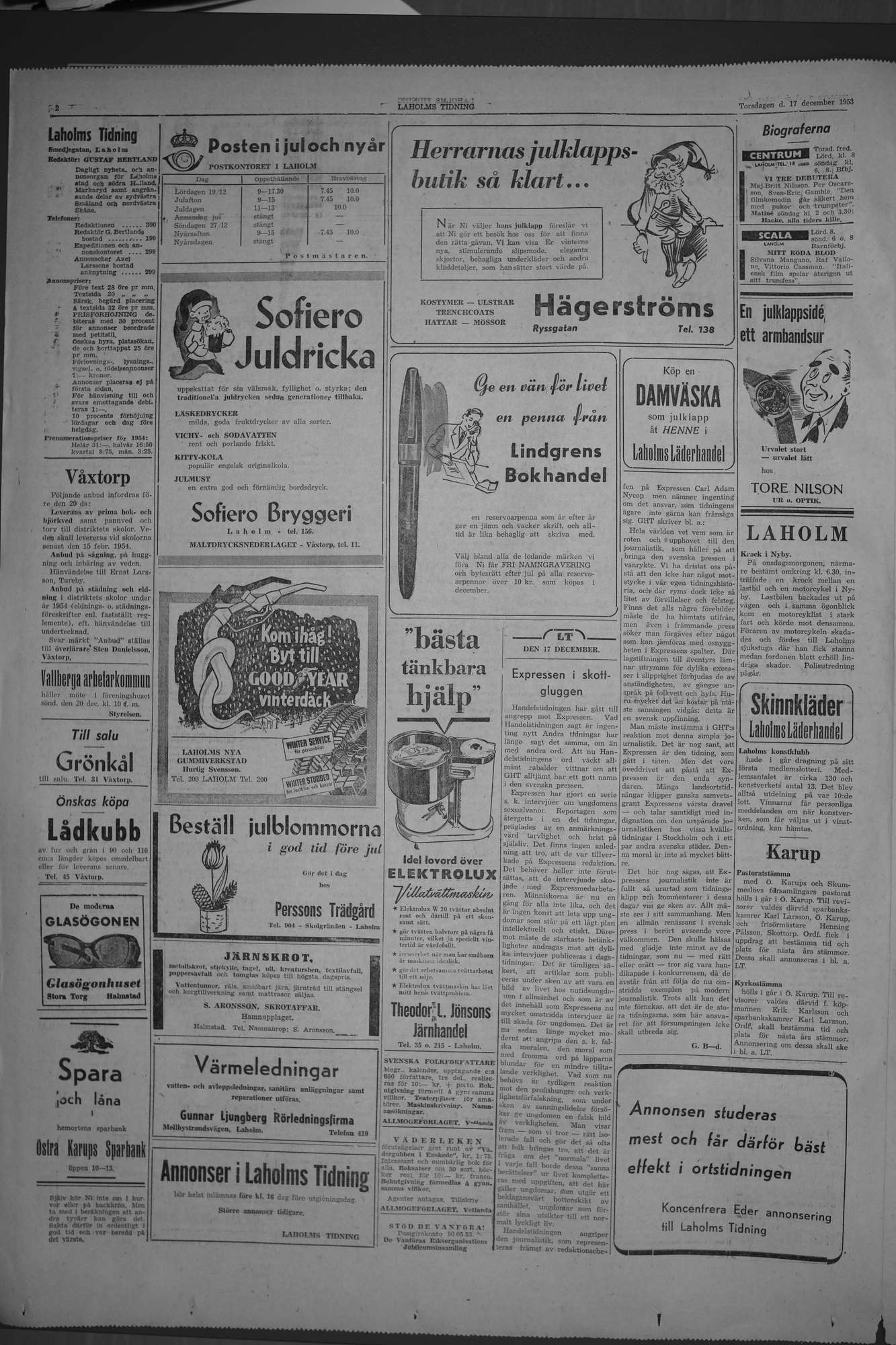 Laholms Tidning Torsdag 17 december 1953, sida 2