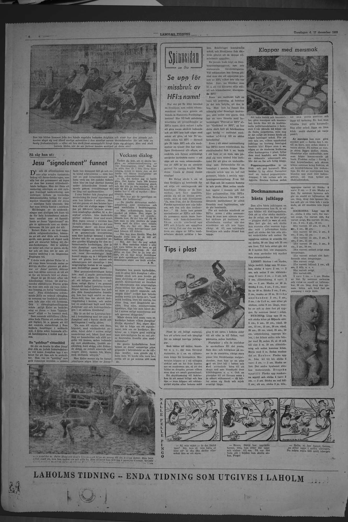 Laholms Tidning Torsdag 17 december 1953, sida 6