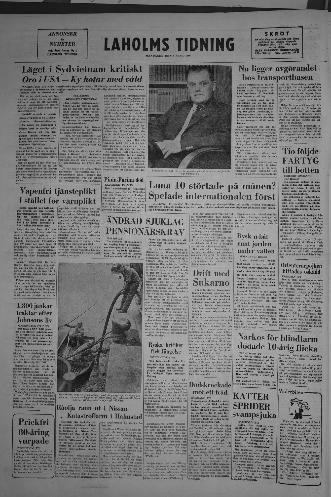 Laholms Tidning Måndag 4 april 1966, sida 8