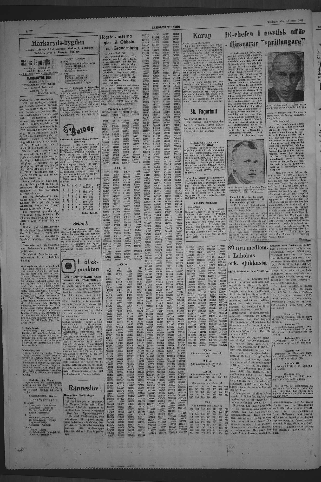 Laholms Tidning Tisdag 17 mars 1953, sida 4