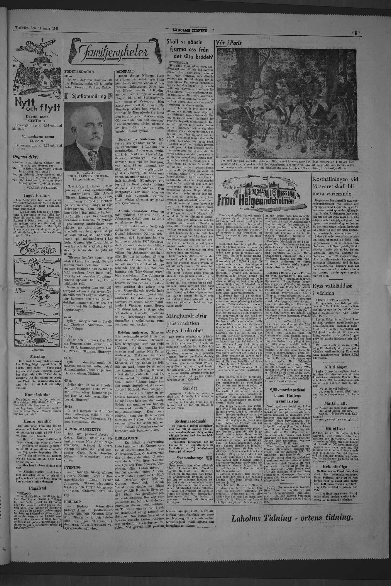 Laholms Tidning Tisdag 17 mars 1953, sida 5