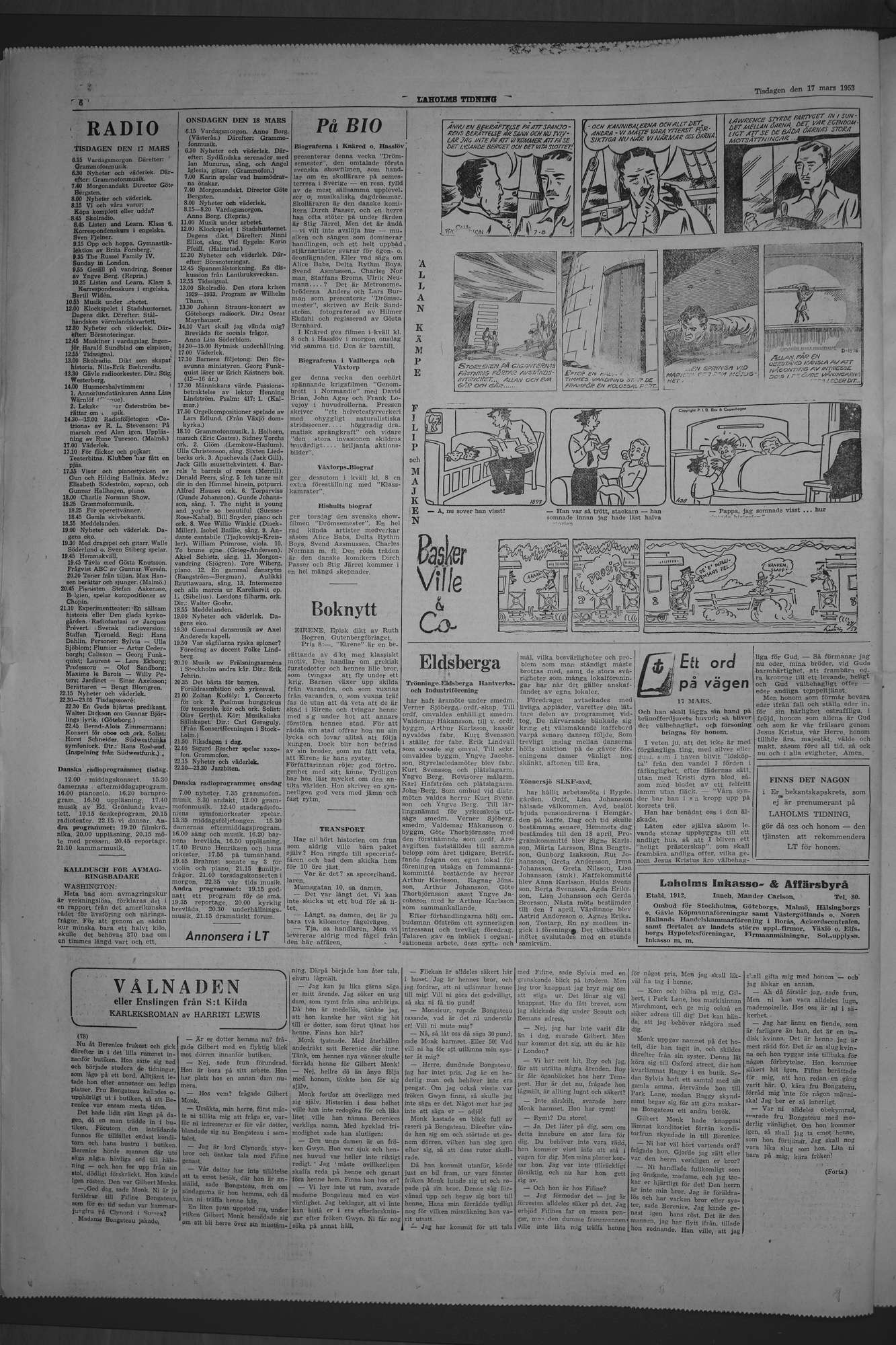 Laholms Tidning Tisdag 17 mars 1953, sida 6