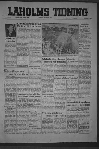 Förstasidan, Lördag 18 april 1953