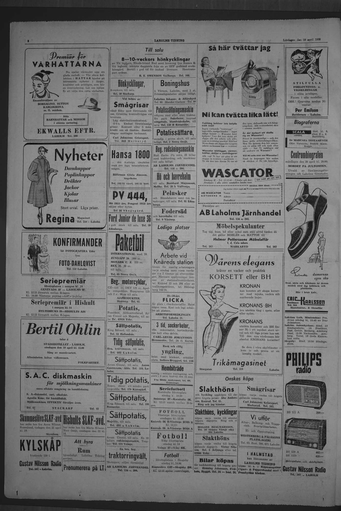 Laholms Tidning Lördag 18 april 1953, sida 2