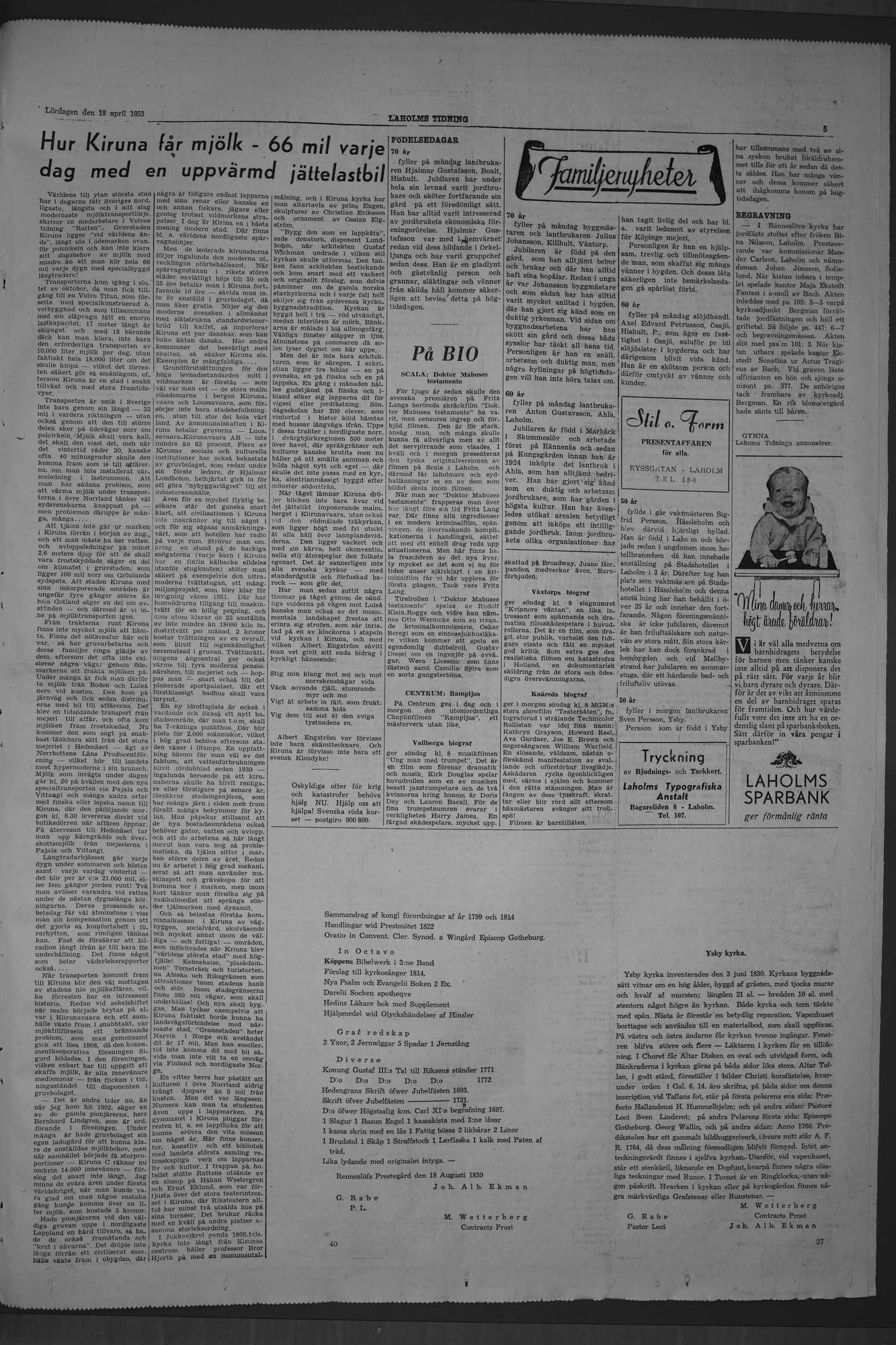 Laholms Tidning Lördag 18 april 1953, sida 5