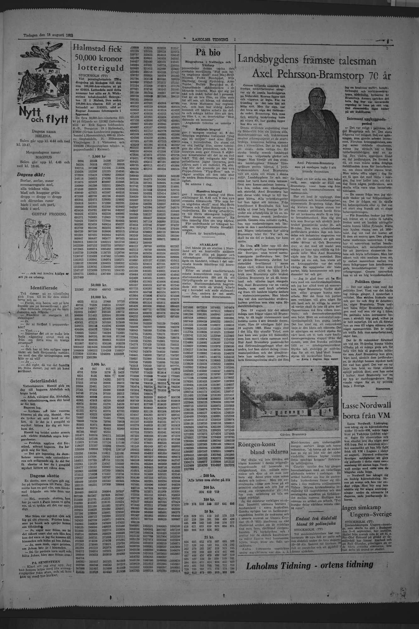Laholms Tidning Tisdag 18 augusti 1953, sida 5