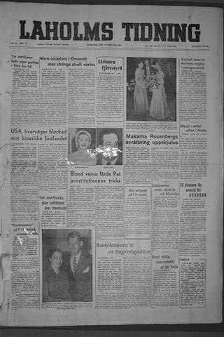 Förstasidan, Onsdag 18 februari 1953