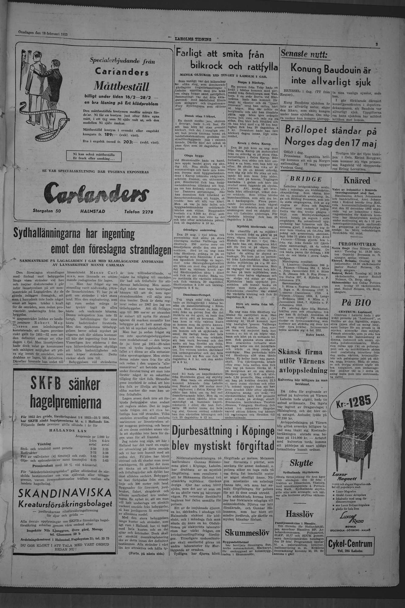 Laholms Tidning Onsdag 18 februari 1953, sida 3